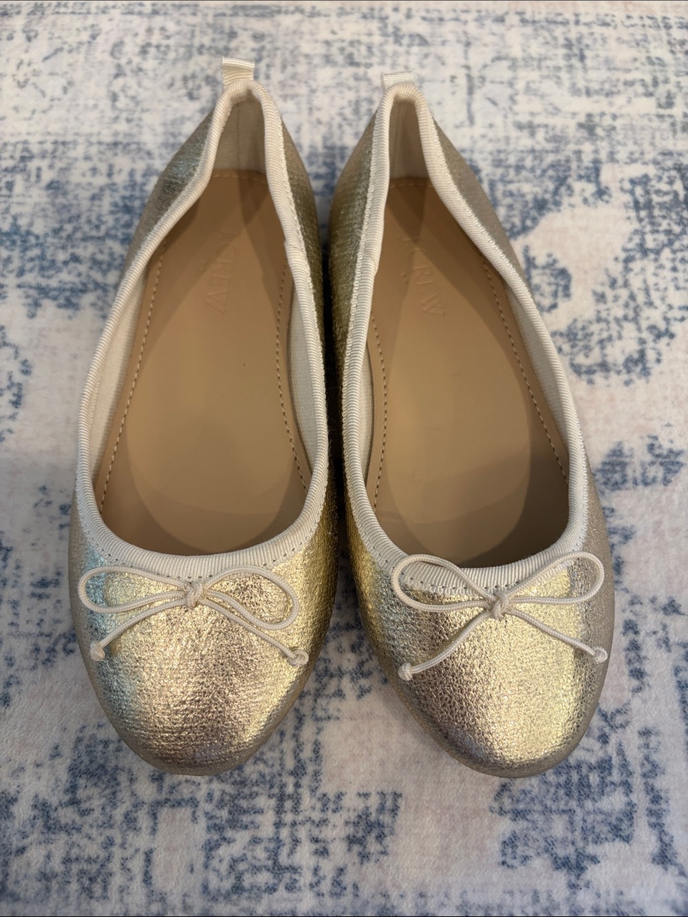 J. Crew Girls Metallic Gold Ballet Flats with Bow